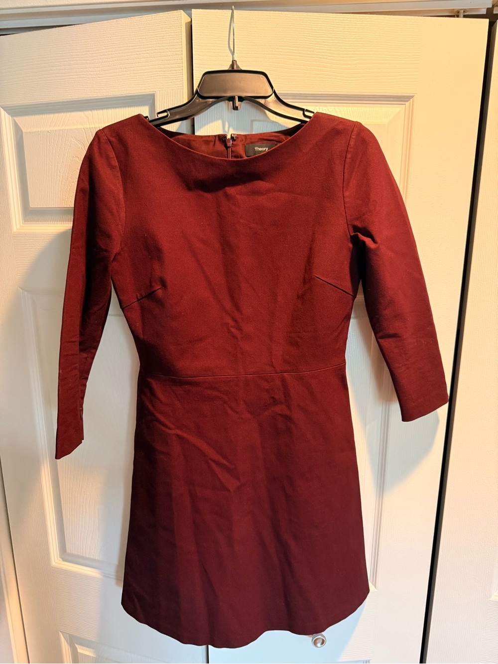 Theory Burgundy Long-Sleeve Sheath Dress